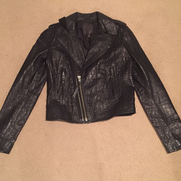 Joie croco print embossed real genuine leather jacket - Picture 4 of 4